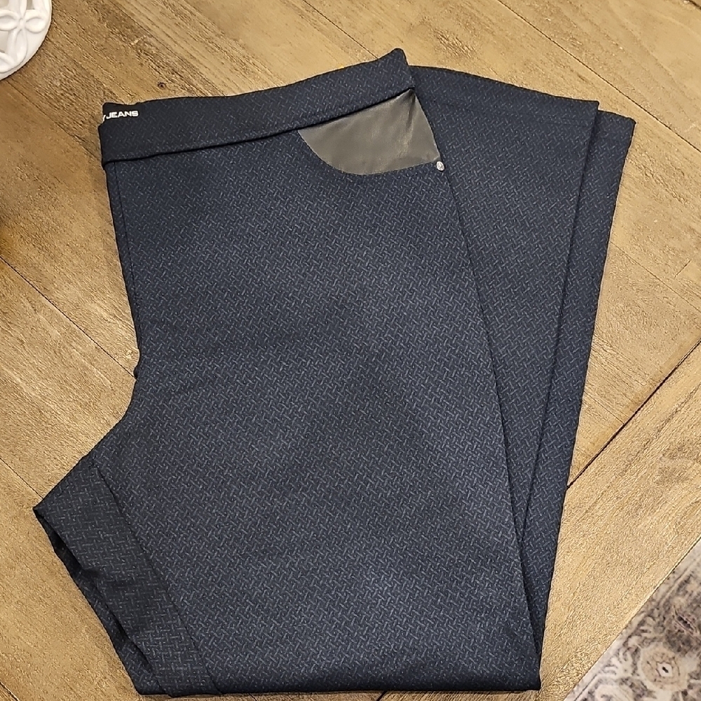 Dark Blue Ponte Patterned Pants by DKNY Jeans
